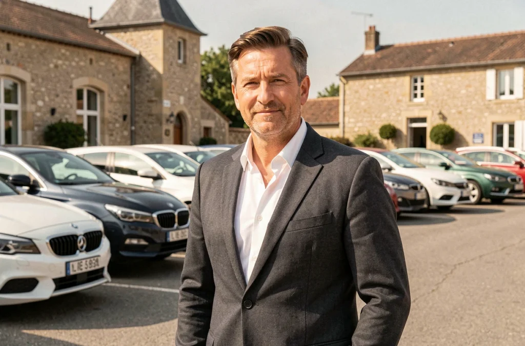 Mandataire automobile multimarque devant son parc de voitures d'occasion à Beaune en Côte-d'Or