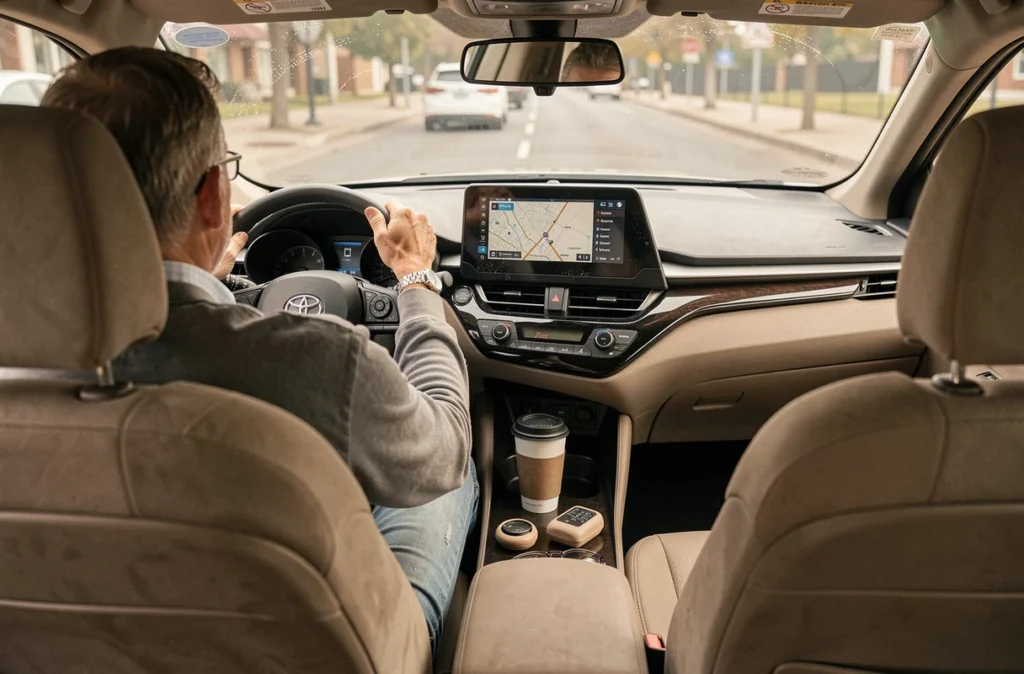 Intérieur du Toyota C-HR avec signes d'usure quotidienne révélés lors d'un essai longue durée